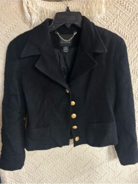 The Limited Virgin Wool blend Black Blazer with Gold Buttons